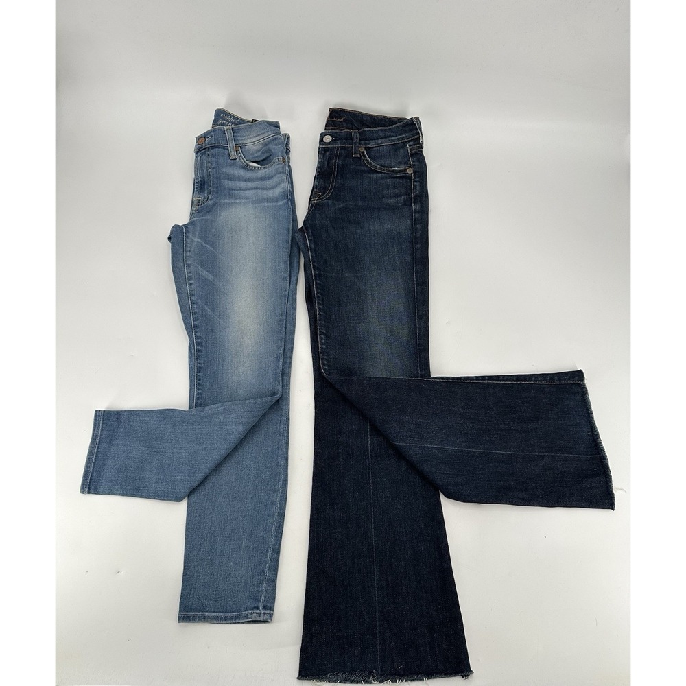 Lot of 2 Seven 7 Cropped Gwenevere & Flare Jeans W's Sz 27 Dark‎ & Light Wash